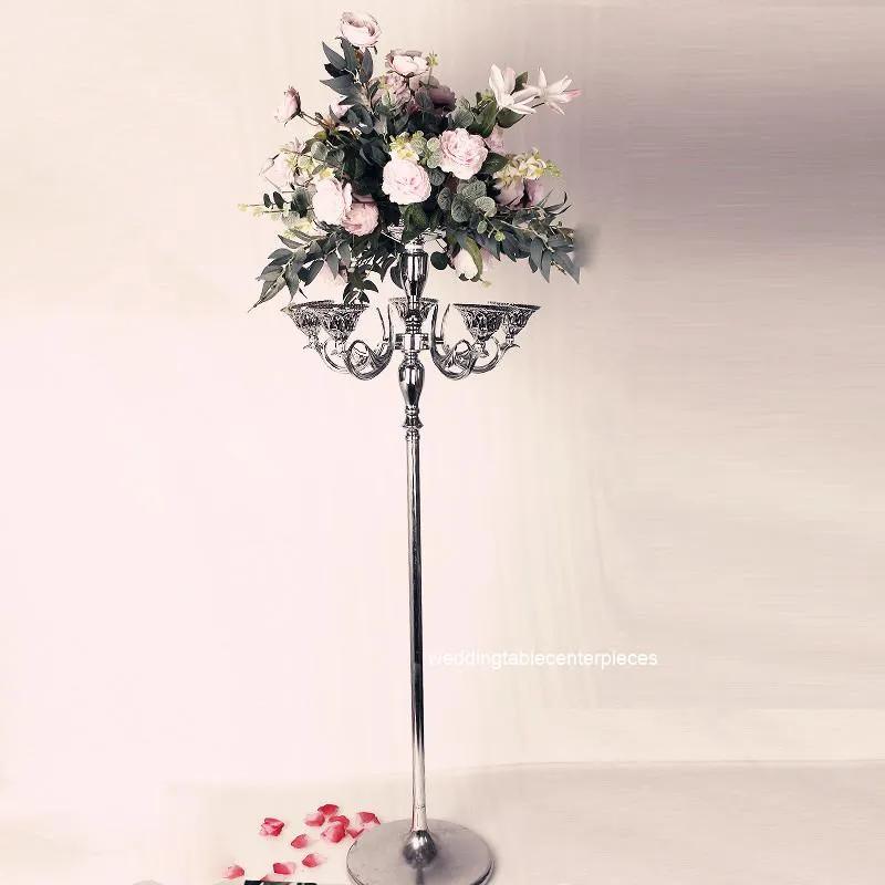 Party Decoration 10pcs) 120 cm hög) Partihandel Elegant vägledningsgolv Standing Wedding Candelabra Flower Vase Weding TB3065