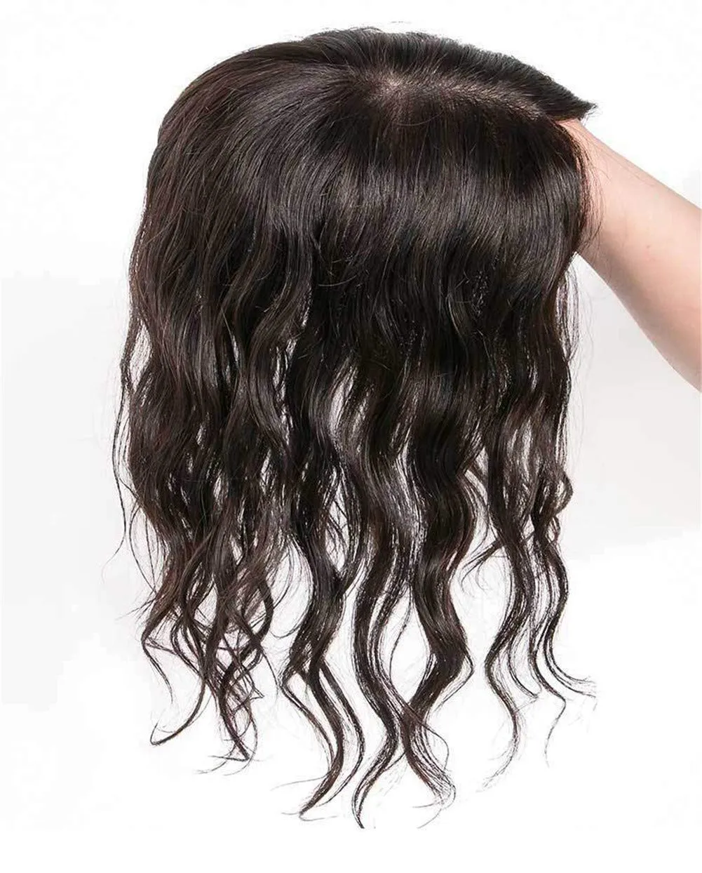 Base de peau cheveux humains pour femme - Postiche à clipser - Vrai postiche fait à la main - Léger, flexible, naturel - Respirant - Fermeture de cheveux - Ensemble de complément capillaire