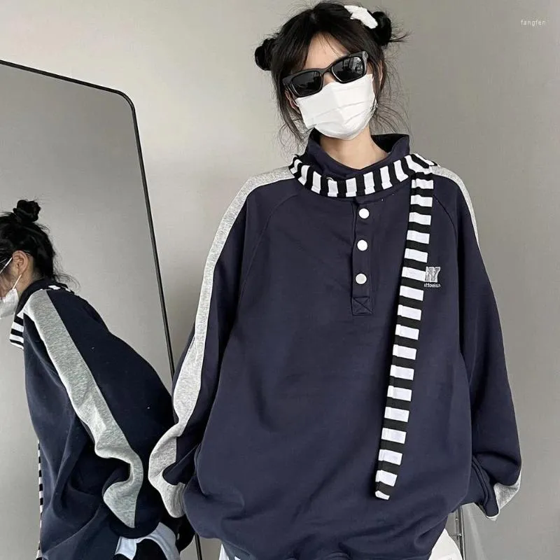 هوديز النساء ديب تاون الموضة الكورية للبلوزات الضخمة ذات الحجم الكبير من النساء عتيقة y2k streetwear pullover hip hop hoodie hoodie زوج طويل