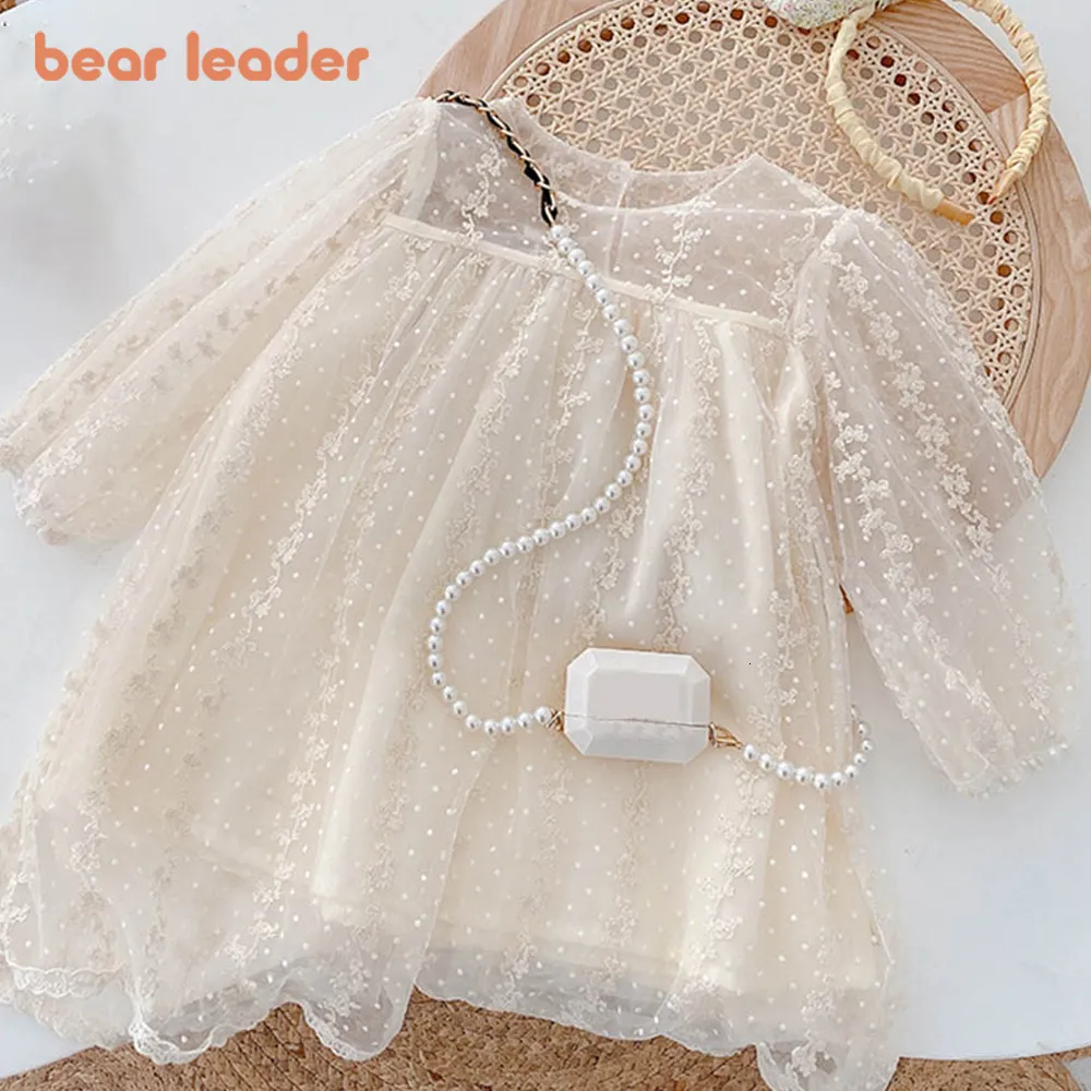 Girl's Dresses Bear Leader Lace Baby Girls Dress Long Sleeve Dresses Summer Weddings Kids Birthday Party Princess Dress Children Tulle Vestidos 230408