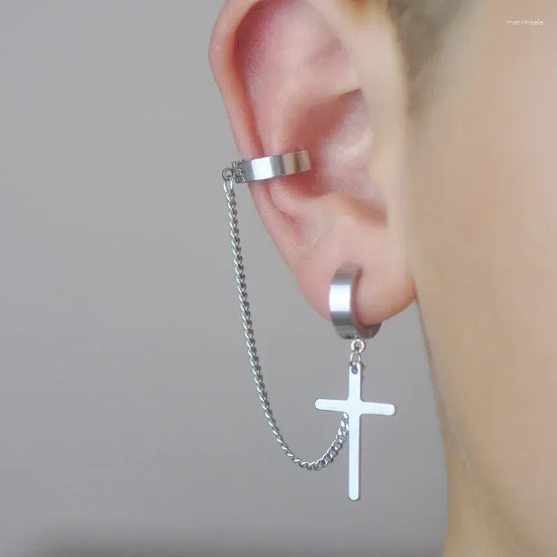 Orecchini pendenti 1 pz moda punk croce orecchino a clip per adolescenti donna uomo polsini per le orecchie goccia in lega di zinco gioielli fantastici regali