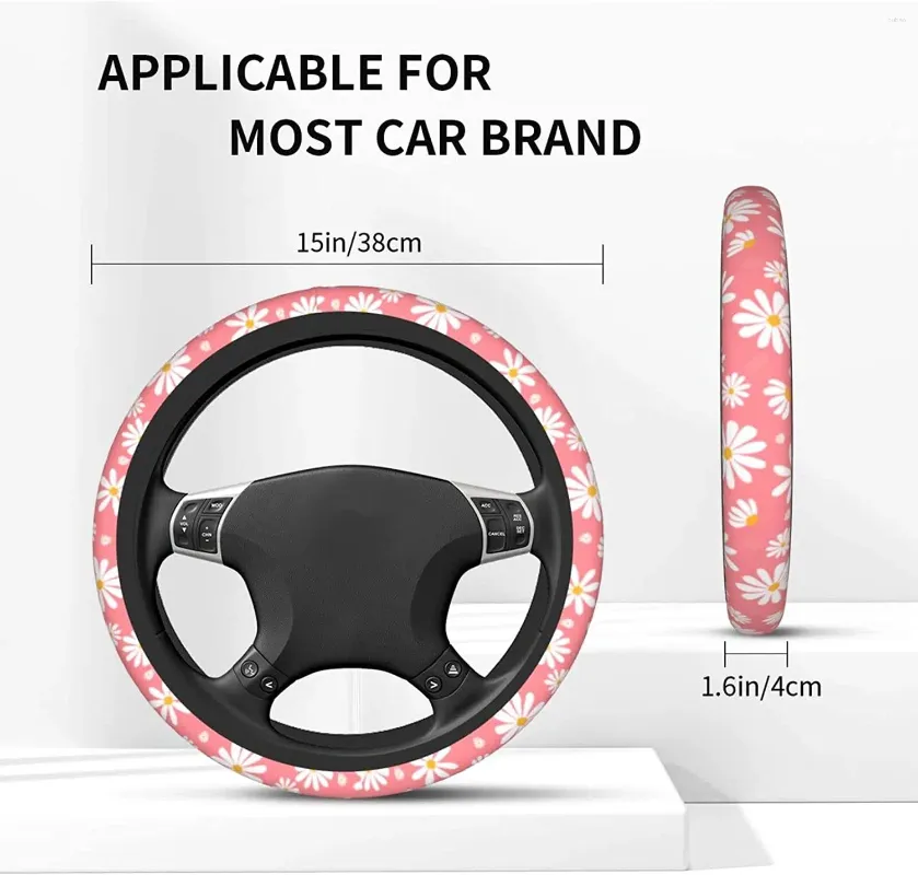 Daisy Print Car Steering Wheel Cover