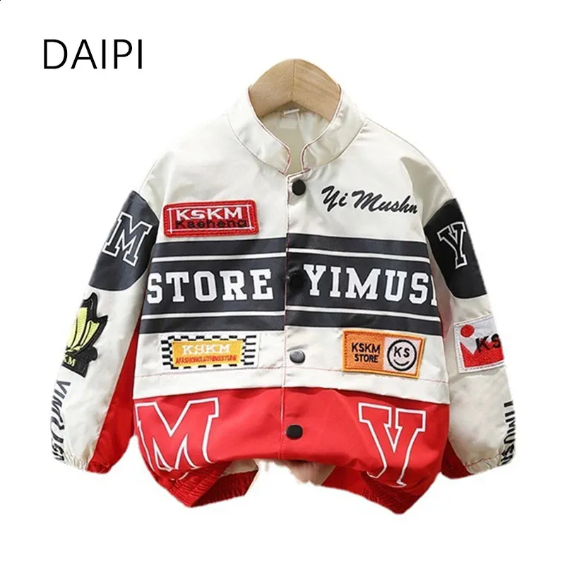 Jackets Clothes Child Boy Jacket Letter Button Boys and Girls Coats 2023 Korean Kids Motorcycle Streetwear Fashion 2 11year 231109