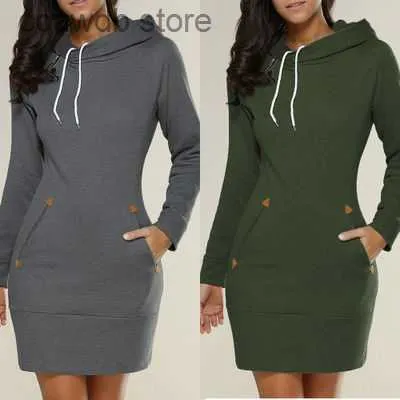 Basic Casual Jurken 2017 Capuchon Hoge Hals Lange Mouw Trui Jurk 5 kleuren 8 maten s-5xl T231109