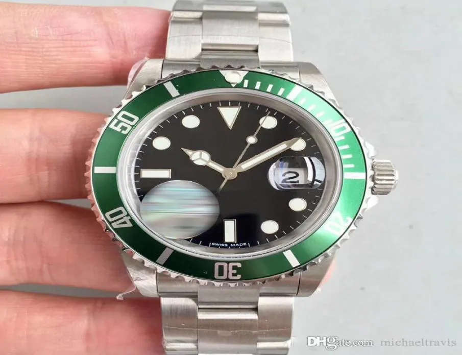 Mens Watches 116610 Green Black SU 자동 운동 고품질 시계 남자 손목 시계 5871498