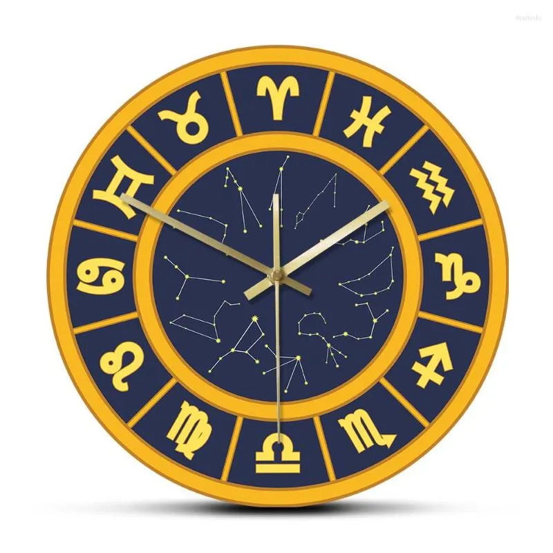 Zegary ścienne Horoskop Circle Astrology Znak Zegar Kuchnia Astronoy Constellation Modern Design Acryl Watch Nonkeating