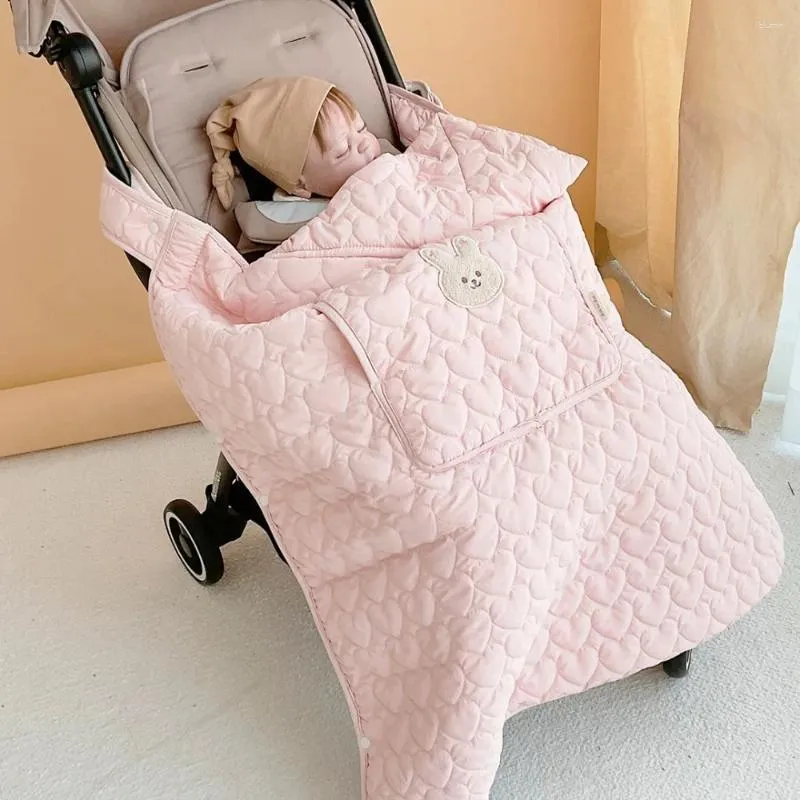 Filtar vinter baby barnvagn filt född vagn bomullsvärmt tjockare täckning swaddle wrap vindtät fleece quilt barn remmar