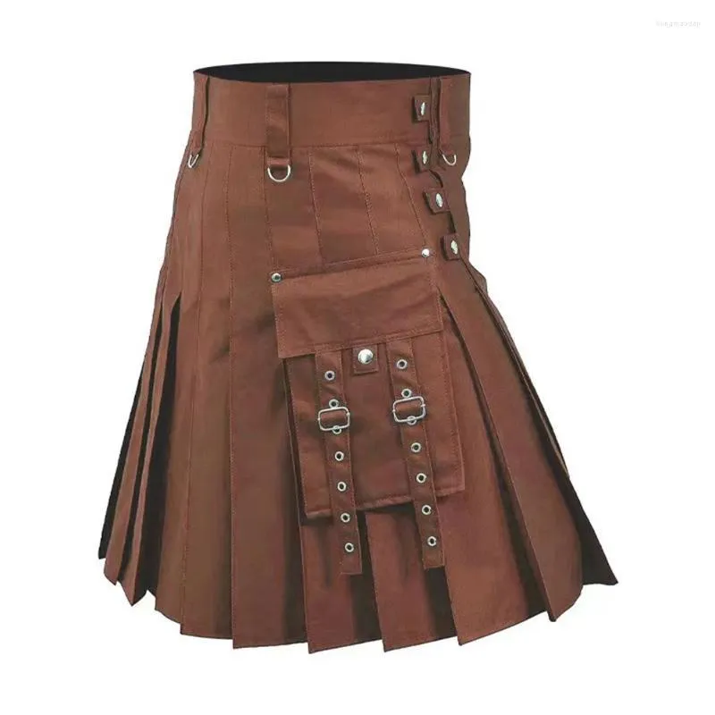 Shorts masculinos Festival Escocês Homens Kilt Tradicional Highland Vestido Medieval Saia Cor Sólida Cores Contrastantes Punk Saias Curtas