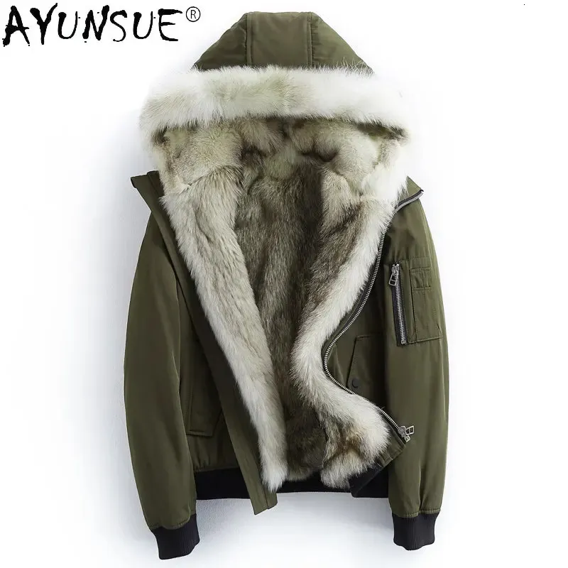 Men's Fur Faux AYUNSUE Winter Parka Mens Jacket Coat Wolf Liner Detachable Jackets and Coats Warm Thickened Snow Wear SGG803 231108