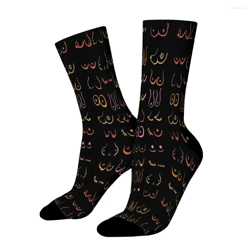 Chaussettes pour hommes Néon Seins Dessin Droit Mâle Hommes Femmes Printemps Bas Polyester Hip Hop