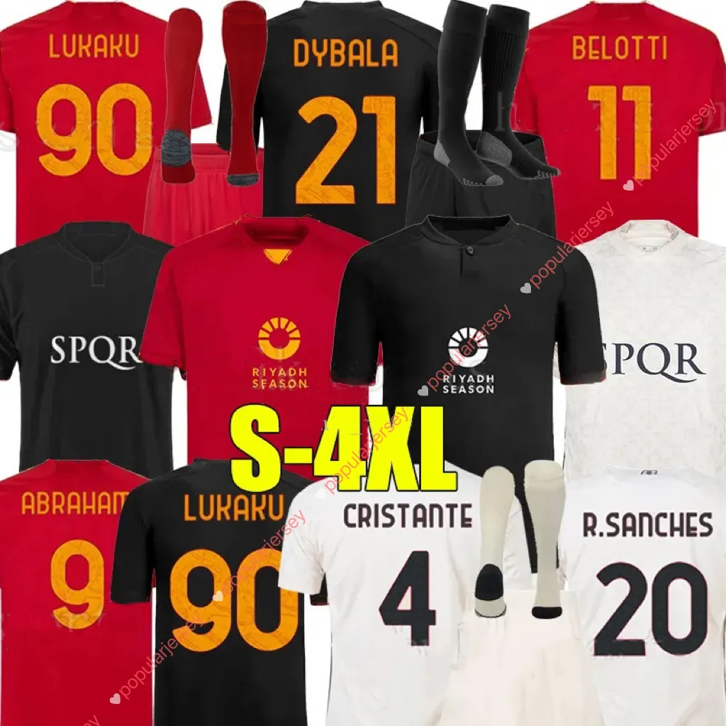 Xxxl 4xl 23 24 Dybala Lukaku piłkarski koszulki 2023 Final Maglia Pellegrini Belotti Smalling Abraham Totti Football Shirt Sanches Spinazazola Men Kit Kit zestaw skarpet