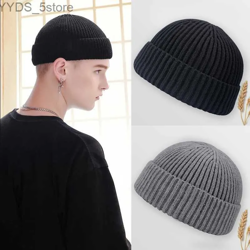 Beanie/Skull Caps Knitted Hats for Women Black Beanie Hat Winter Men's Hats Women Beanies For Ladies Skullcap Solid Cap Knitted Thick hat YQ231108