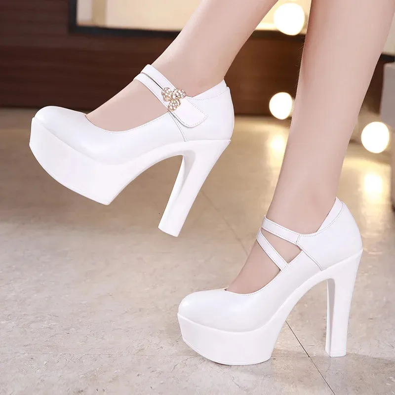 Туфли 13 см, маленький размер 32–43, кожаные туфли, женские туфли на платформе, туфли на высоком каблуке, элегантные свадебные туфли, белая офисная модель 231108