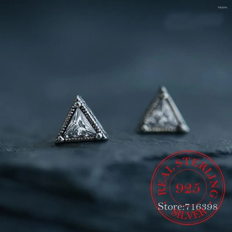 Stud -oorbellen Vintage Design 925 Sterling Silver Crystal Triangle for Women Lady Fashion Jewelry Pendientes