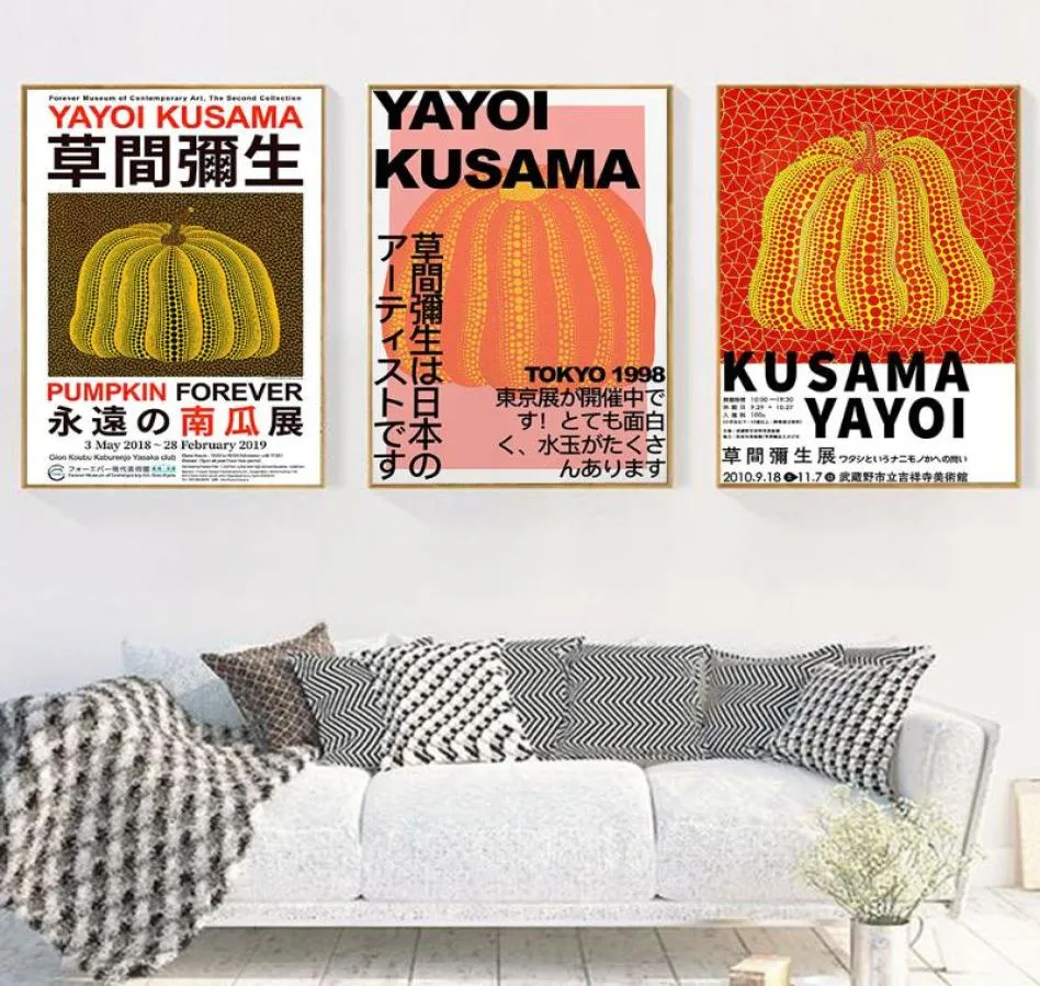 Resimler Yayoi Kusama Artwork Sergi Posterler ve Baskılar Kabak Duvar Sanat Resimleri Müzesi Tuval Oturma Odası için Resim Home4687844