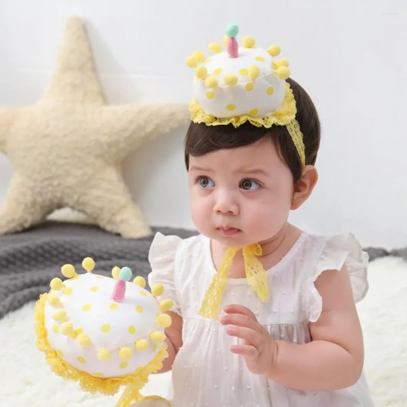 Chapeaux enfants bandeau gâteau forme élastique conception tissu bébé couronne chapeau pour anniversaire Protection solaire casquettes accessoires 2023