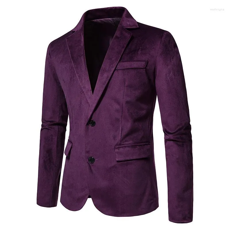 Herren Anzüge Herren Lila Samt Blazer Kerb Revers Velours Anzugjacke Zwei Knopf Smoking Jacken Herren Hochzeit Bräutigam Party Dinner Kleidung XXL