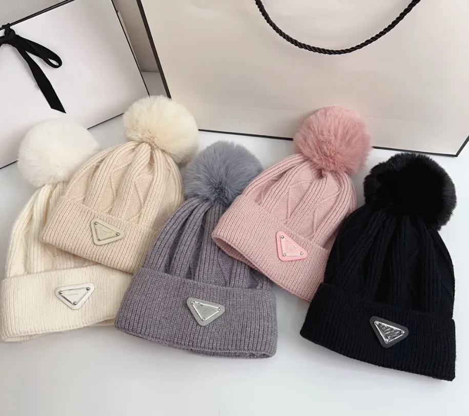 Autumn Fashion Brand Inverted Triangle Letter Woolen Cap Street Couple Skullcap Warm Beanie Hat Men's All-Match Casual