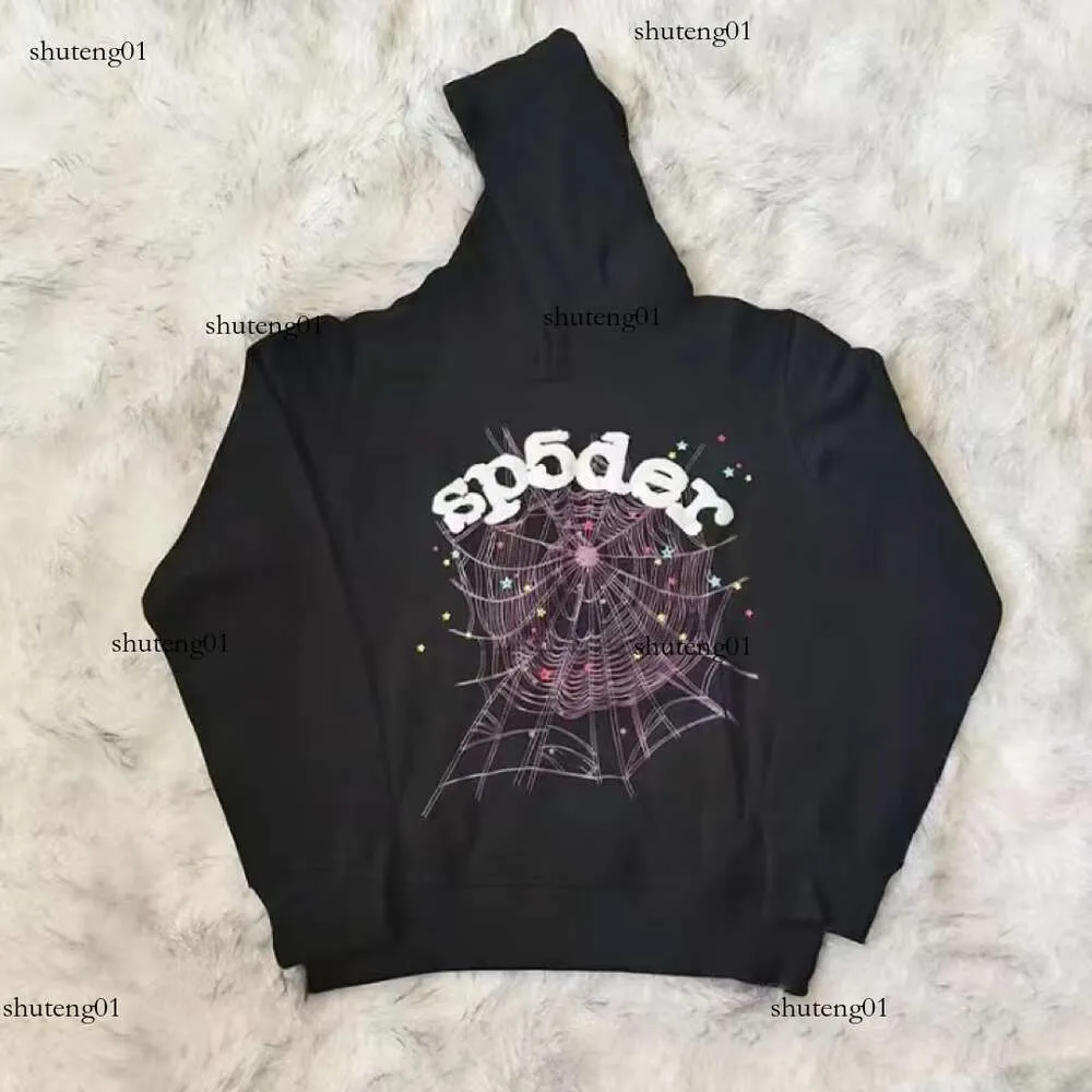 Designer Hoodies Spider Sp5der Rosa Hoodie Gráfico Diamante Conjunto Engrossado Terry Pano Athleisure Hot Stamping Espuma Impressão 571