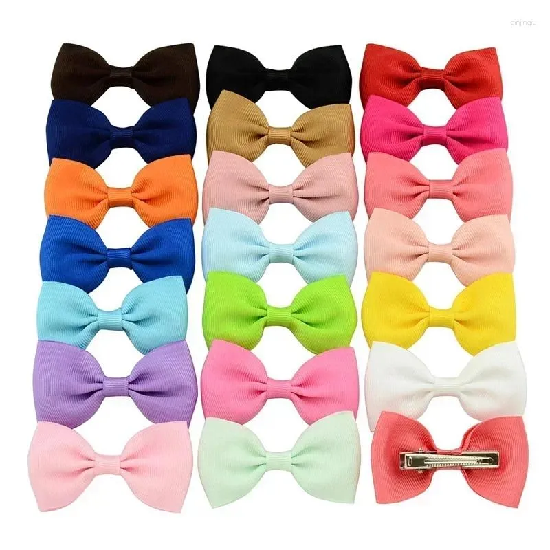 Accessoires pour cheveux, 10 pièces, Mini 2.75 pouces, petites pinces à nœud en ruban de couleur unie pour enfants, épingles à cheveux faites à la main, vente en gros