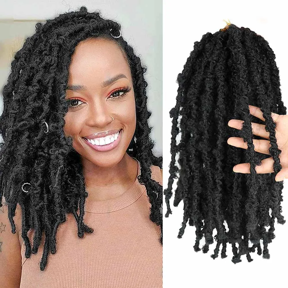 Synthetic Distressed Locs 14" Braiding Hair Distressed Water Wave Faux Loc Crochet Hair Welliges Distressed Locs Hair