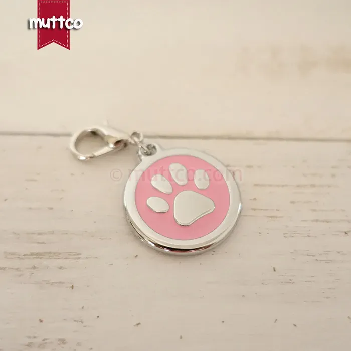 Targhette identificative per cani con stampa della zampa da 30 mm per animali domestici targhette identificative per cani rotonde in metallo collare gatto cucciolo ciondolo per cane bianco ZZ