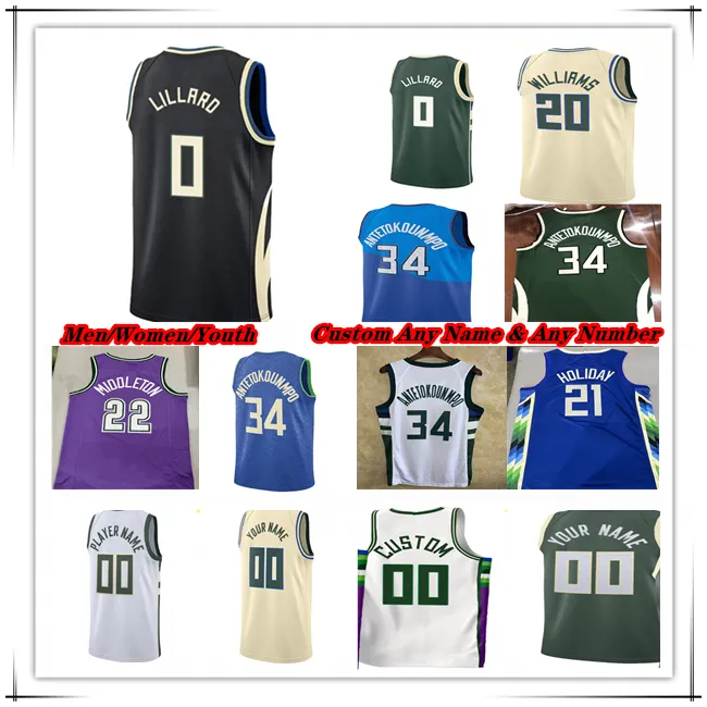 Printed Damian Lillard Giannis Antetokounmpo Basketball Jersey Brook Lopez  Ray Allen Khris Middleton Bobby Portis Pat Connaughton Milwaukee City  Edition Shirt From Gemma_yong, $13.68