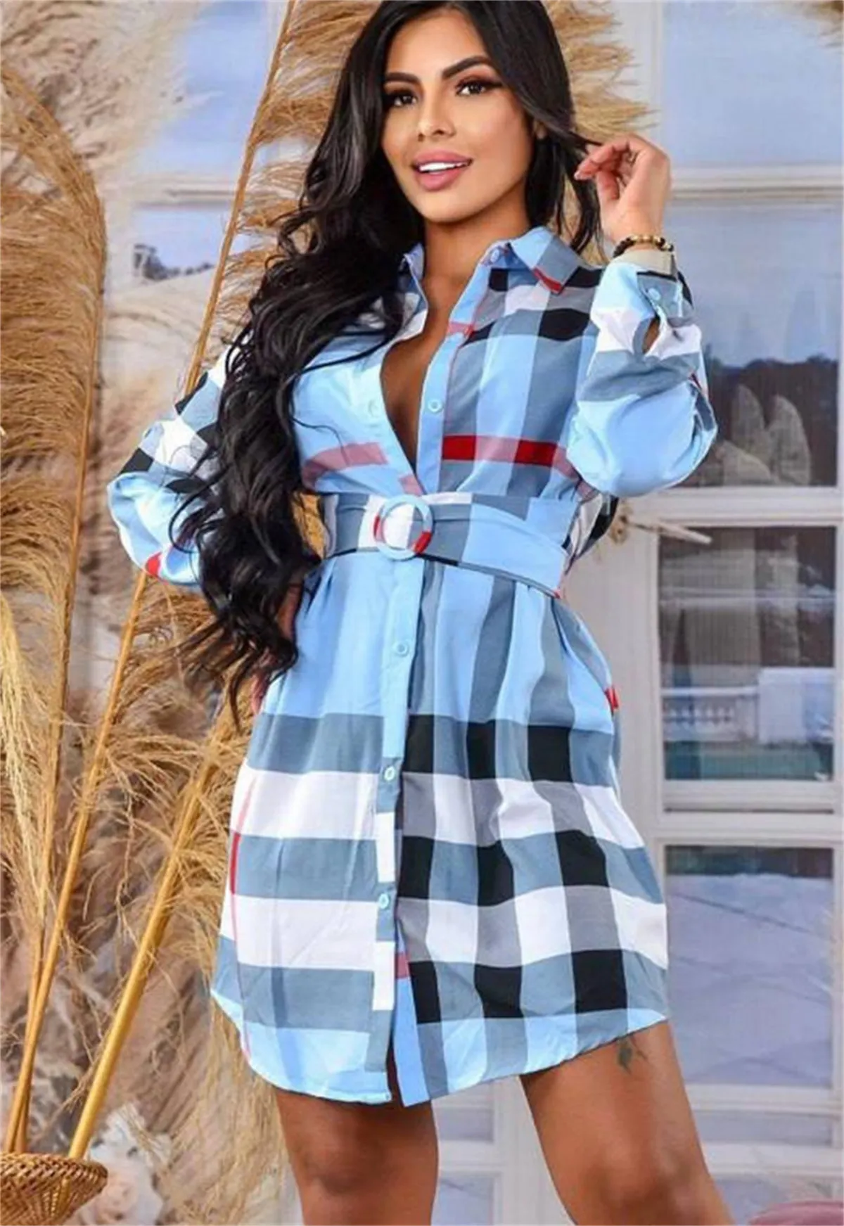 sachin and babi light blue dress Casual Dresses Blouse Dress Party Dress Women Sexy Elegant Long Sleeve V  Neck Bodycon Slim Vestidos ONE-PIECE SKIRTS Ladies Club COATS