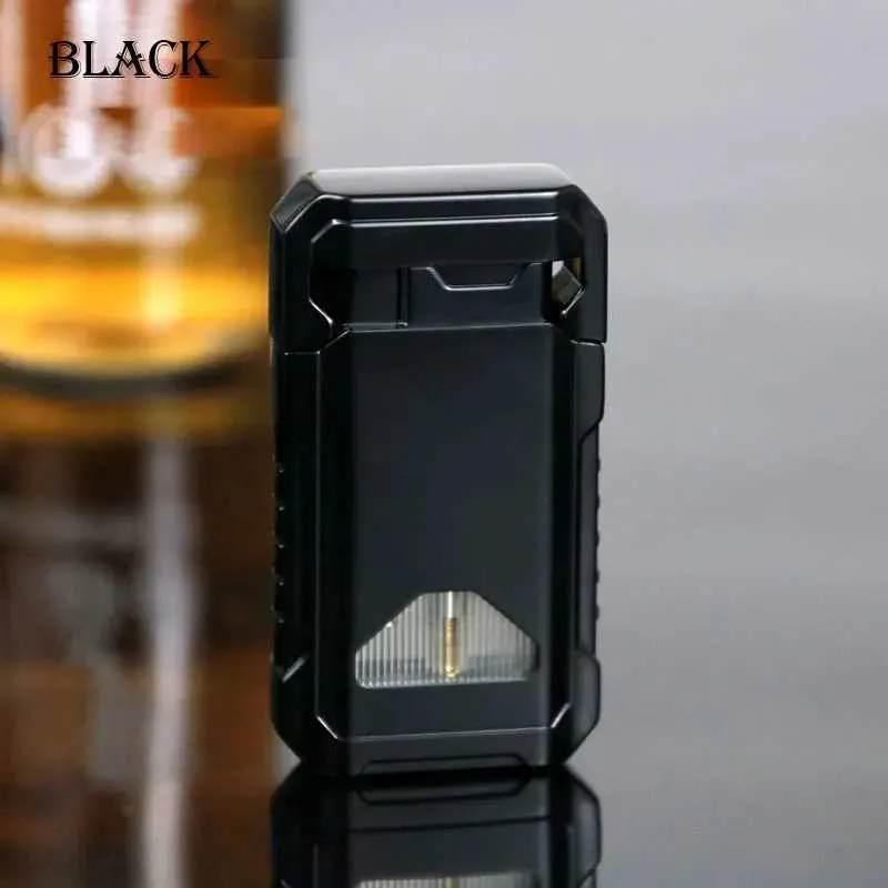 Lighters Double Turbo Torch Jet Cigar Dedicated Metal Plastic No Gas Lighter 1300C Windproof Pipe Smoking Accessories Gadget for Men