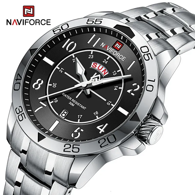 NAVIFORCE Mans Casual Wild Quartz-horloge Waterdicht roestvrijstalen horloges voor heren Dag- en datumweergave Klok Reloj Hombre 231109