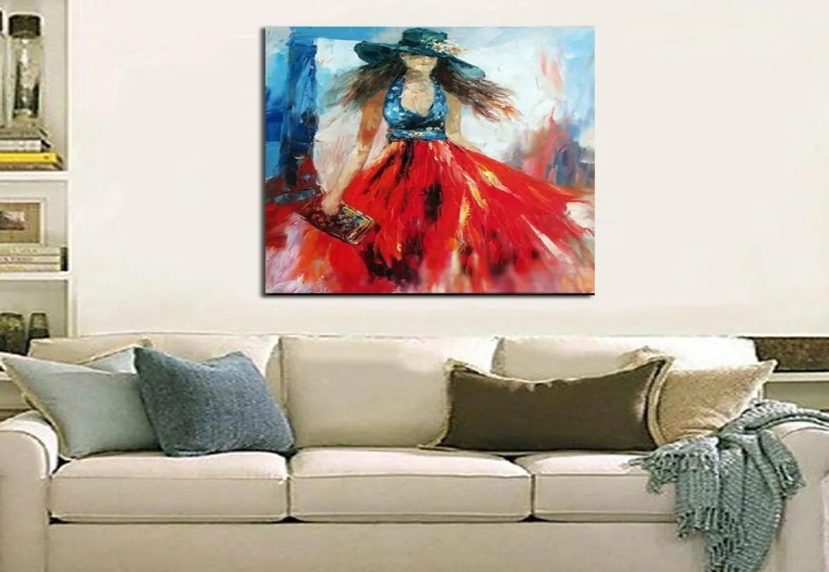 100 handgemaakte vrouwen olieverfschilderij kunst impressionistische canvas foto moderne abstracte muur home decor foto's1904676