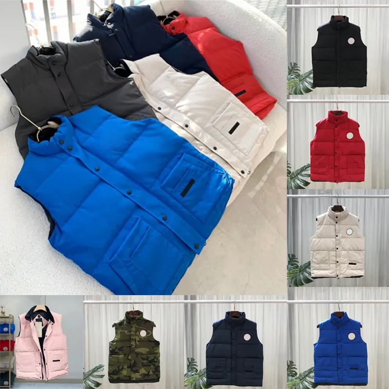 Erkek Tasarımcı Kış Ceket Puffer Yelek Aşağı Gilet Sıcak Katlar Günlük Mektup Nakış Kanada Parkas Erkek Çiftler için NFC En Kalite Açık Kış Moda Var