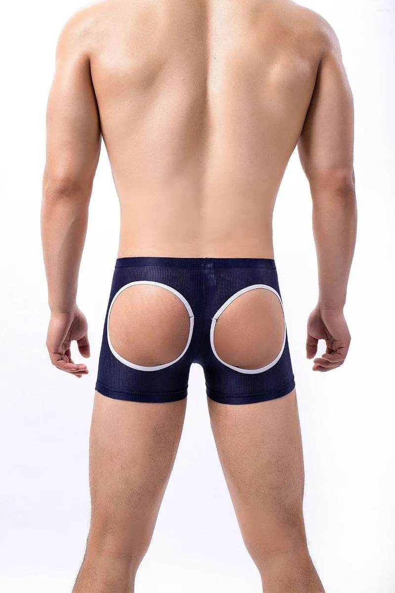 fesse アンダーパンツメンズアンダーウェアソリッドカラーお尻露出セクシーメッシュ通気性u凸状のボクサーショーツデザインを¥1,701 | DHgate