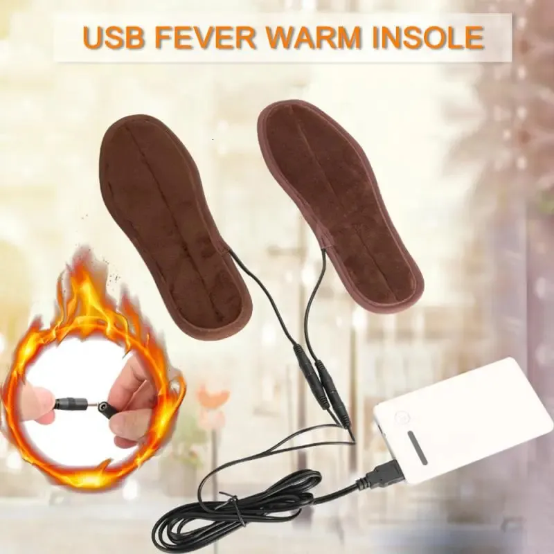 Shoe Parts Accessories Heated Insoles Winter Shoe Inserts USB Charged Electric Insoles For Shoes Boot Keep Warm With Fur Foot Pads Shoes Insole 231108