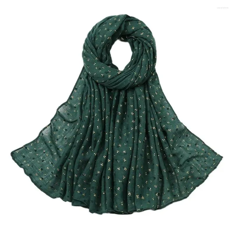 Etnische kleding Pom effen katoenen hijab sjaal sjaals dames moslim hoofdband maxi islamitische hoofddoek wraps glitter glans bandana tulbanden