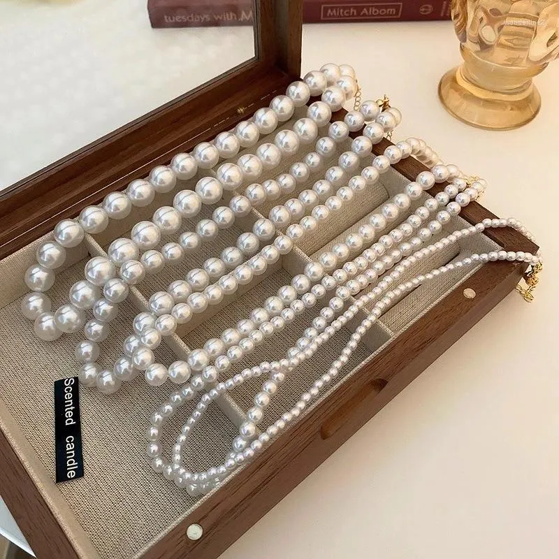 Collier ras du cou français Vintage avec grandes perles, luxe et élégant, chaîne à breloques, Simple et polyvalent pour femmes