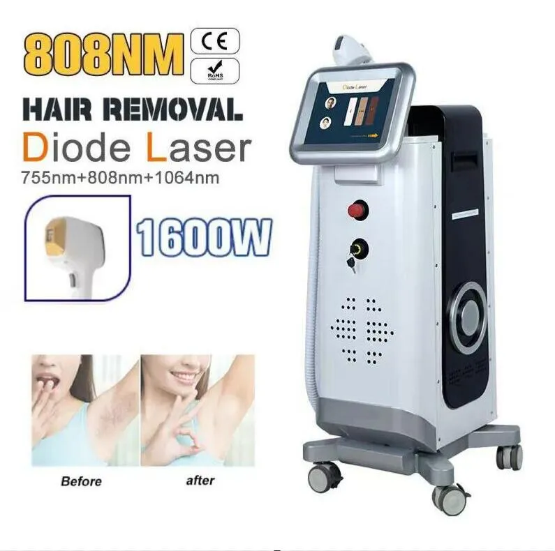 High quality 1600 watts Diodo Laser Ice 755nm 808nm 1064nm 3 wavelengths diode laser Permanent Hair removal painless Hair laser Skin Rejuvenation beauty machine