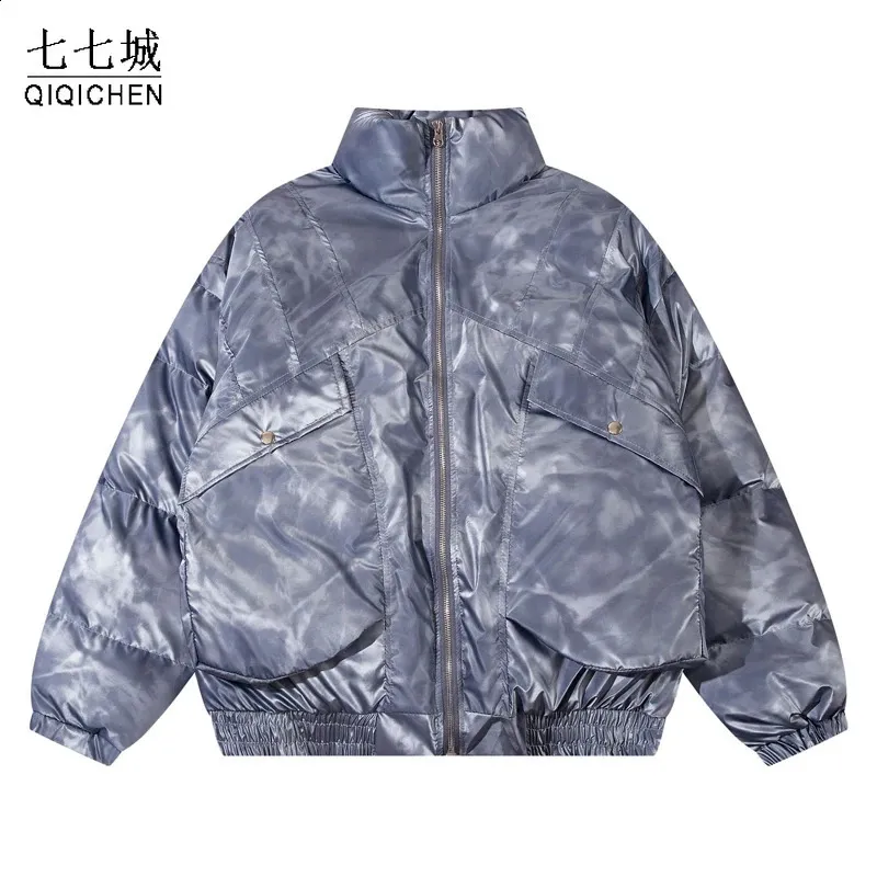 Parkas pour hommes hiver hommes Vintage Tie Dye imperméable épais chaud vestes haute rue surdimensionné coupe-vent rembourré manteau unisexe Streetwear 231109