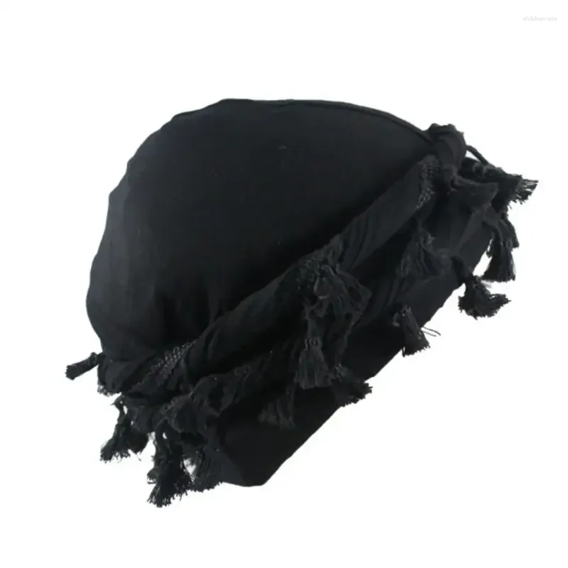 Baretten 58-60 cm Mannenhoed Punk Burr Trim Twisted Tail Fringe Katoen Bandana Hop Tulband Hoeden Head Wrap Beanie Cap Effen Kleur Docker