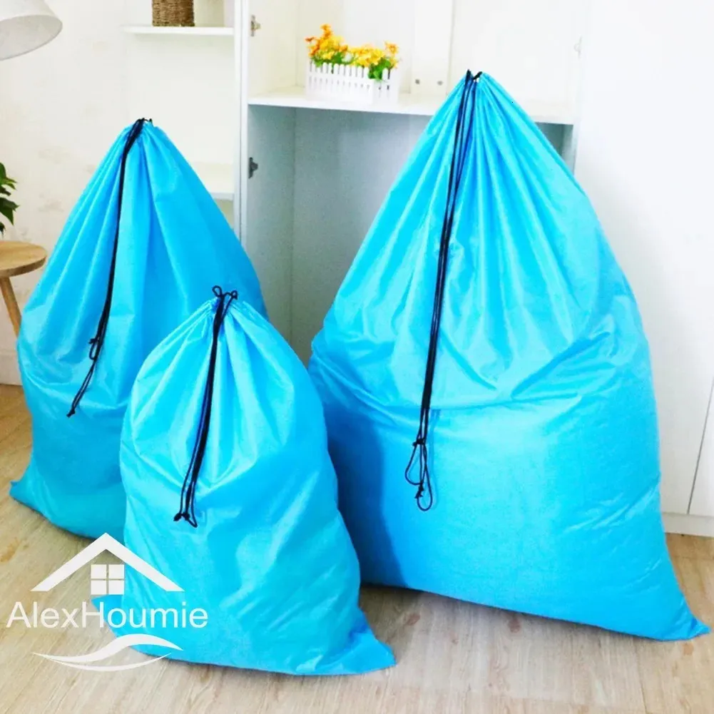 Laundry Bags Black Blue Extra Large Laundry Bag Sack With Drawstring Dirty Clothes Storage Bag Quilt Toy Organizer el Bathroom Supplies 231109