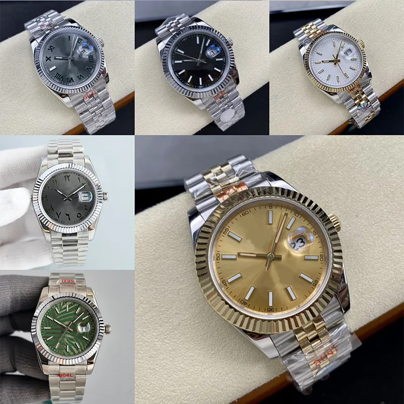 럭셔리 남성용 시계 41mm 디자이너 여성 자동 기계식 시계 36mm 골드 다이얼 달력 스테인리스 스틸 스트랩 방수 방수 Sapphire Montre De Luxe Couple Watch