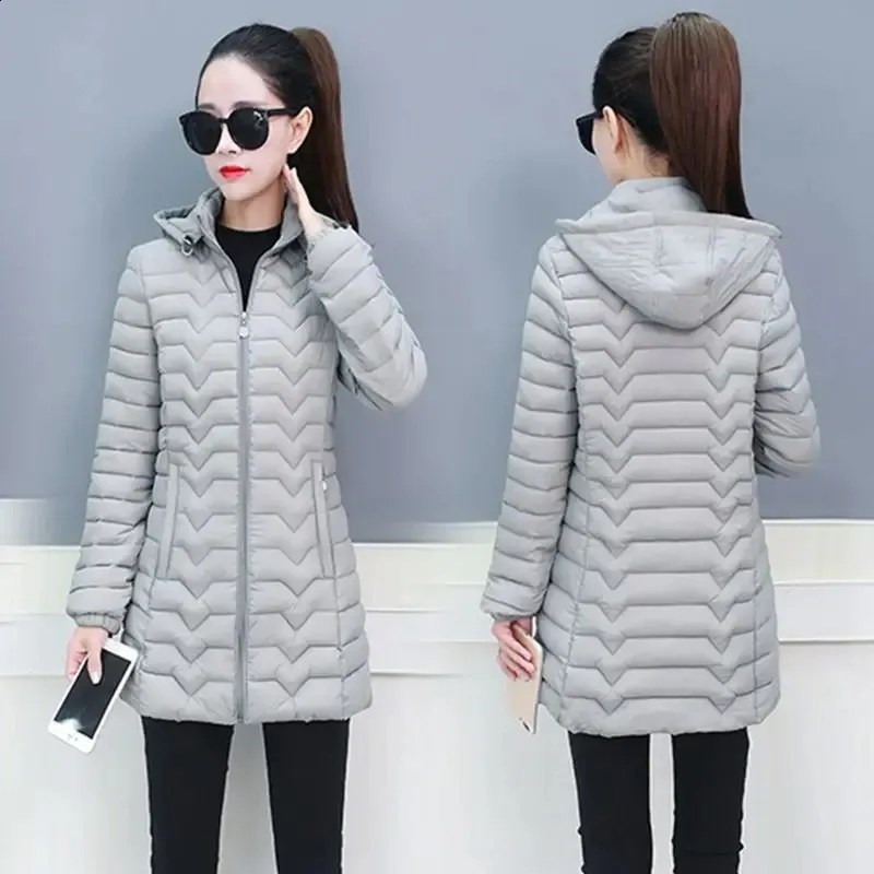 Mulheres para baixo parkas roupas de inverno outono 2023 algodão jaqueta de meia idade casaco feminino mãe quente meados longo outwear casual topos 231109