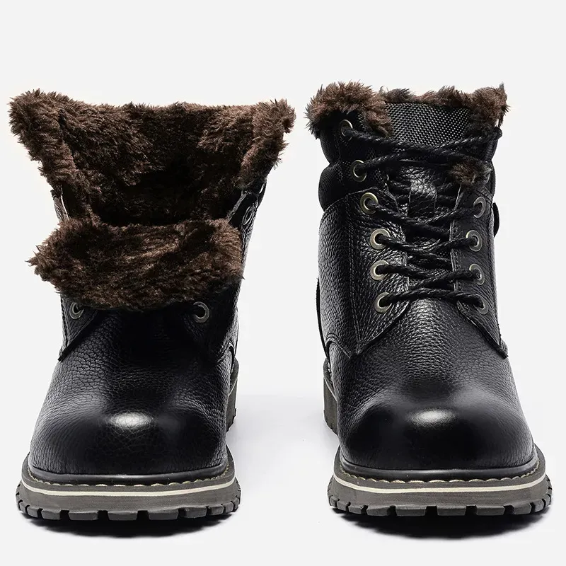 Bottes en cuir véritable hommes chaussures d'hiver bottes de neige chaudes faites à la main en cuir pleine fleur bottes d'hiver pour hommes 231108