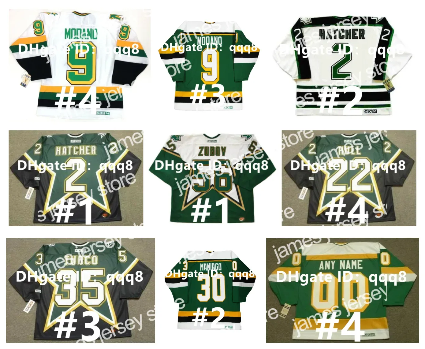 Hockey Jerseys Vintage CCM Stars Hockey Jerseys NEAL BROTEN MIKE MODANO SERGEI ZUBOV DERIAN HATCHER ED BELFOUR BASIL McRAE CRAIG HARTSBURG B