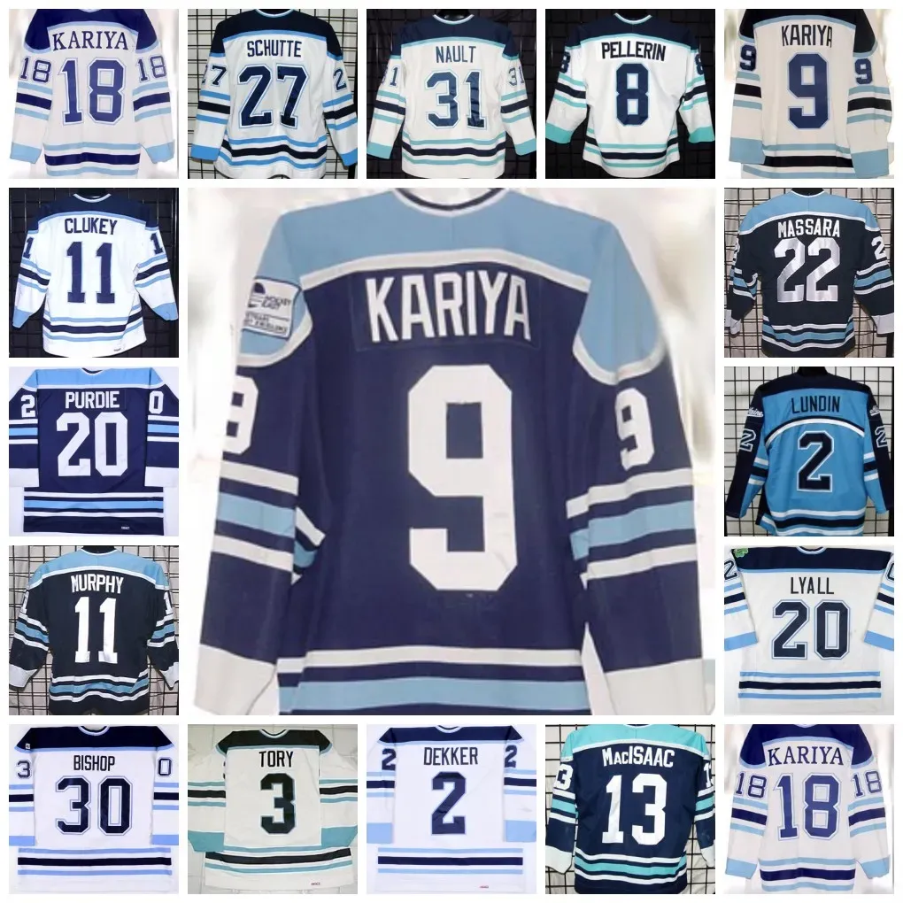 Hockey Jerseys 9 Paul Kariya University of Maine Game Worn Jersey 30 Ben Bishop 11 Dan Murphy 2 Jason Dekker 22 John Massara 16 Dan Kerluke