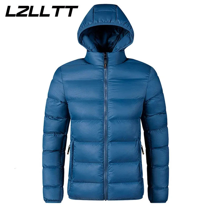 Mens Down Parka Uomo Autunno Inverno Spessore caldo con cappuccio Giubbotti Cappotto Outwear Casual antivento impermeabile cappello staccabile 231109