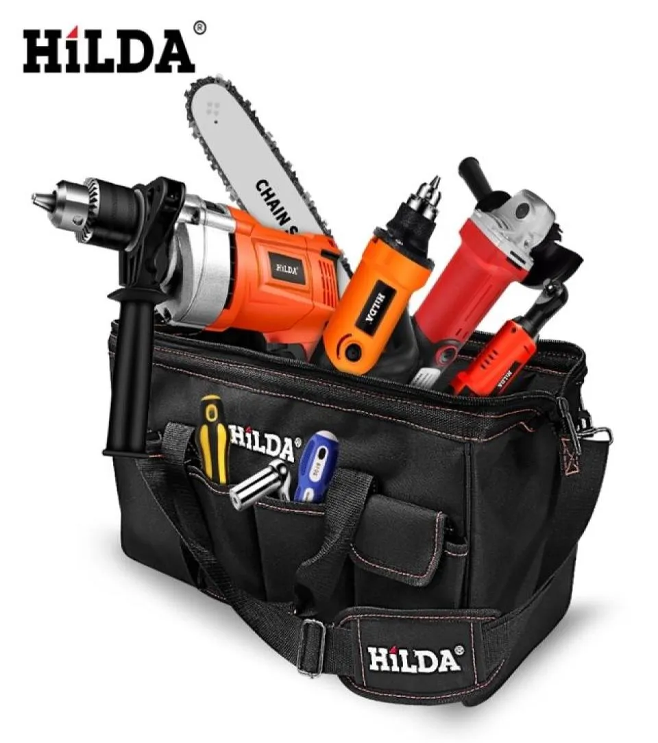 Torba narzędzi Hilda Waterproof Waterproof Men Canvas Tool Bag Electrians Hardware Duża pojemność Podróż S Rozmiar 12 14 16 cali 2208316437054