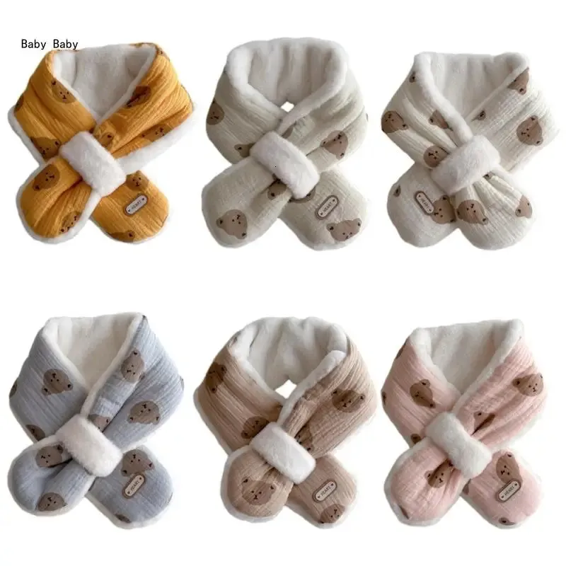 Écharpes Wraps Cartoon Bear Baby Écharpe chaude et confortable Foulard Automne Hiver Accessoires Cadeau de douche pour garçons et filles Q81A 231108