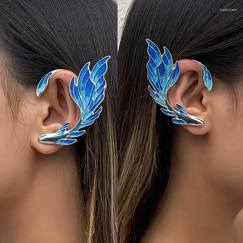 Boucles d'oreilles 1pc créatif progressif bleu poisson rouge oreille pince douce filles queue de poisson goujons Cosplay elfe fête bijoux cadeaux