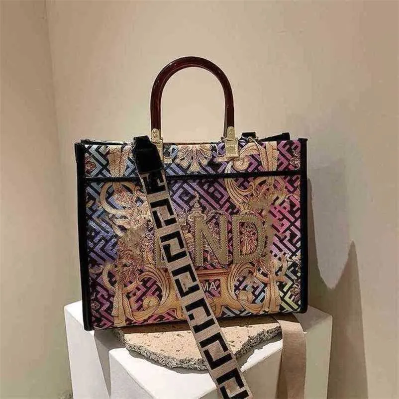 Bolsa de grife 2023 Summer Tote 20% Off Trend Large Messenger Graffiti Pintura colorida Printing